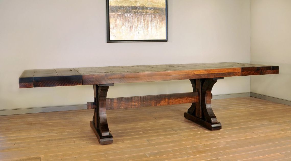 Newest Nerida Trestle Dining Tables Throughout Widdicomb Rustic Trestle Table – Countryside Amish (Gallery 1 of 20)
