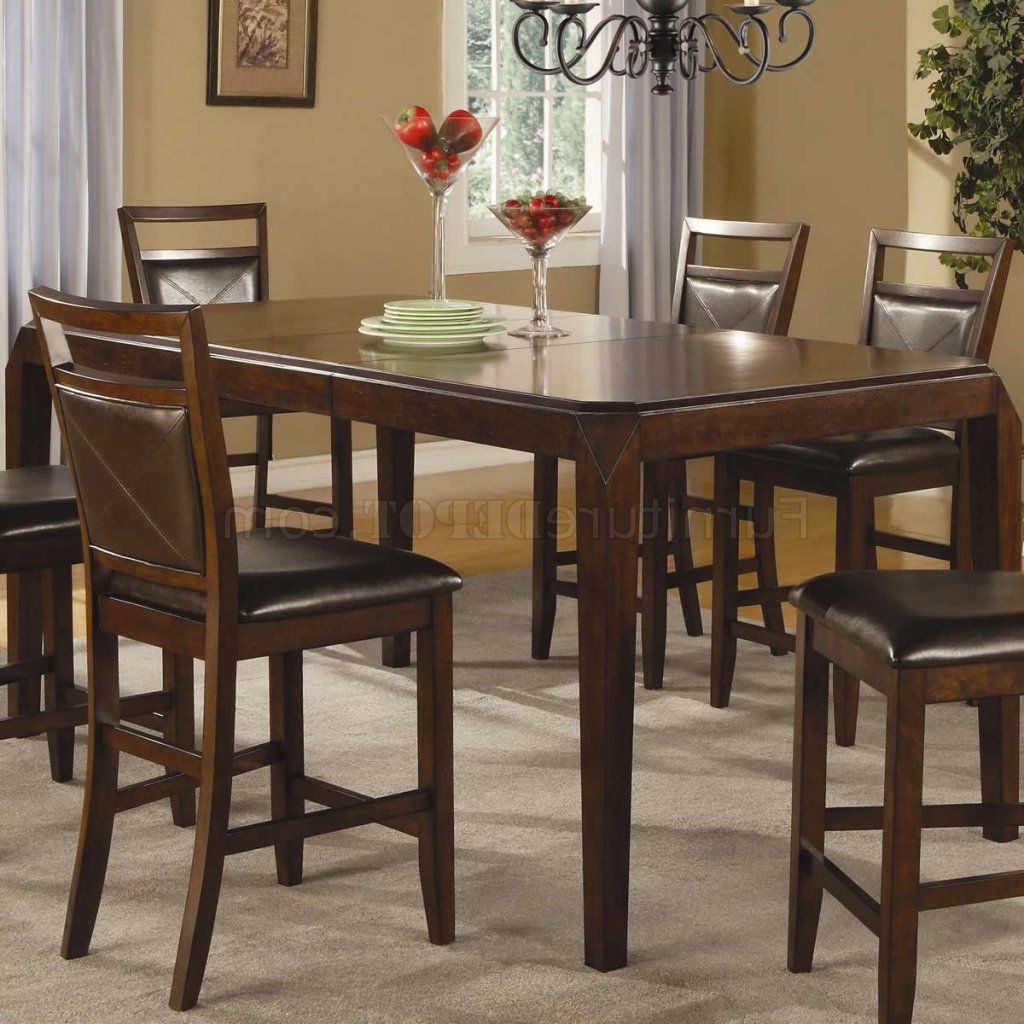 Newest Romriell Bar Height Trestle Dining Tables With Regard To Medium Brown Finish Modern Counter Height Dining Table W (View 12 of 20)