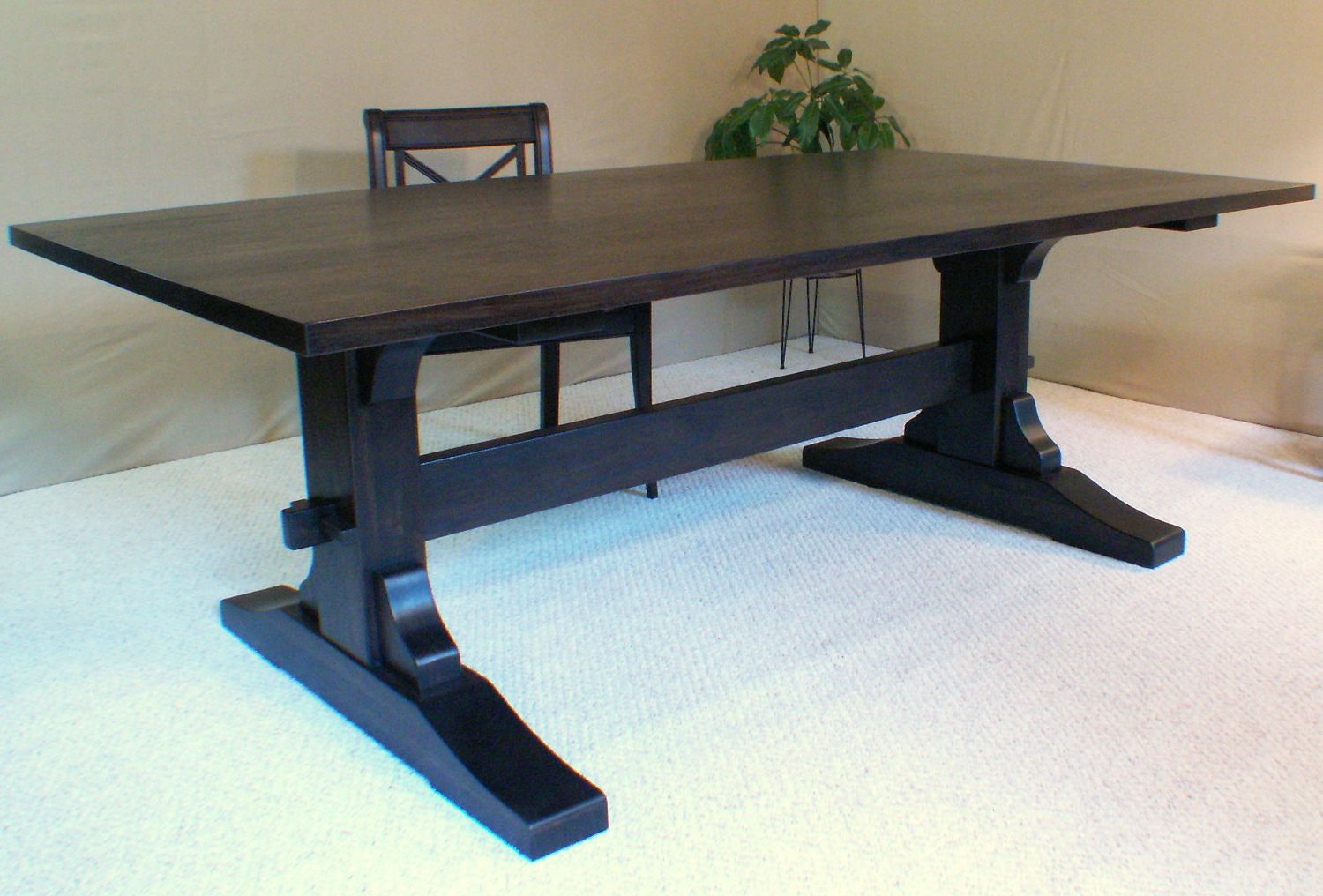 Newest Wood Dining Table Trestle Table Black Walnut Made In Vermont Regarding Kara Trestle Dining Tables (View 10 of 20)