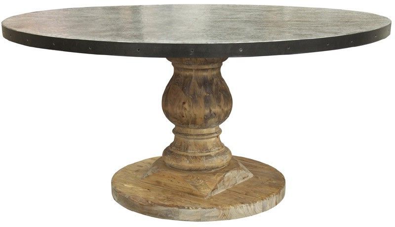 Noir Furniture – Qs Zinc Top Table W/ Old Wood Base Pertaining To 2019 Nashville 40'' Pedestal Dining Tables (Gallery 19 of 20)