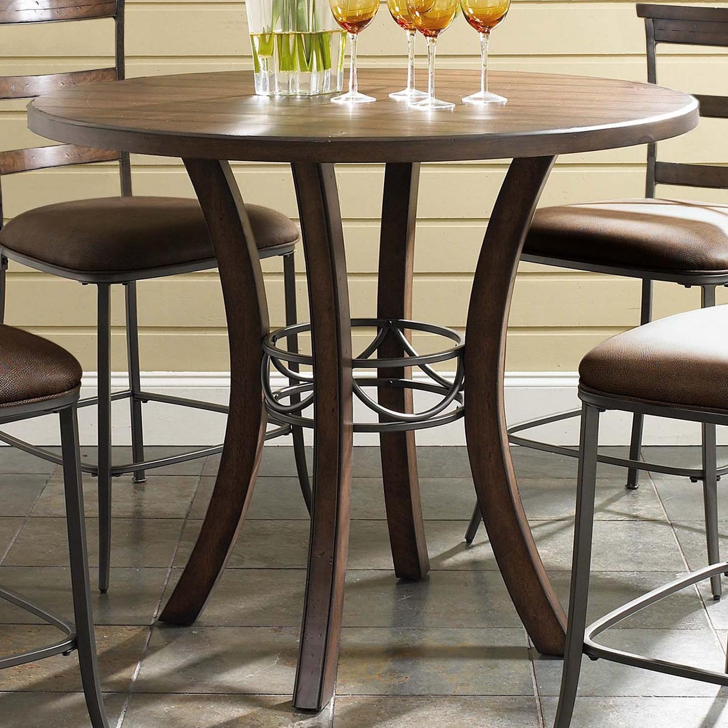 Overstreet Bar Height Dining Tables Inside Trendy Hillsdale Cameron Round Counter Height Table In Chestnut (View 15 of 20)