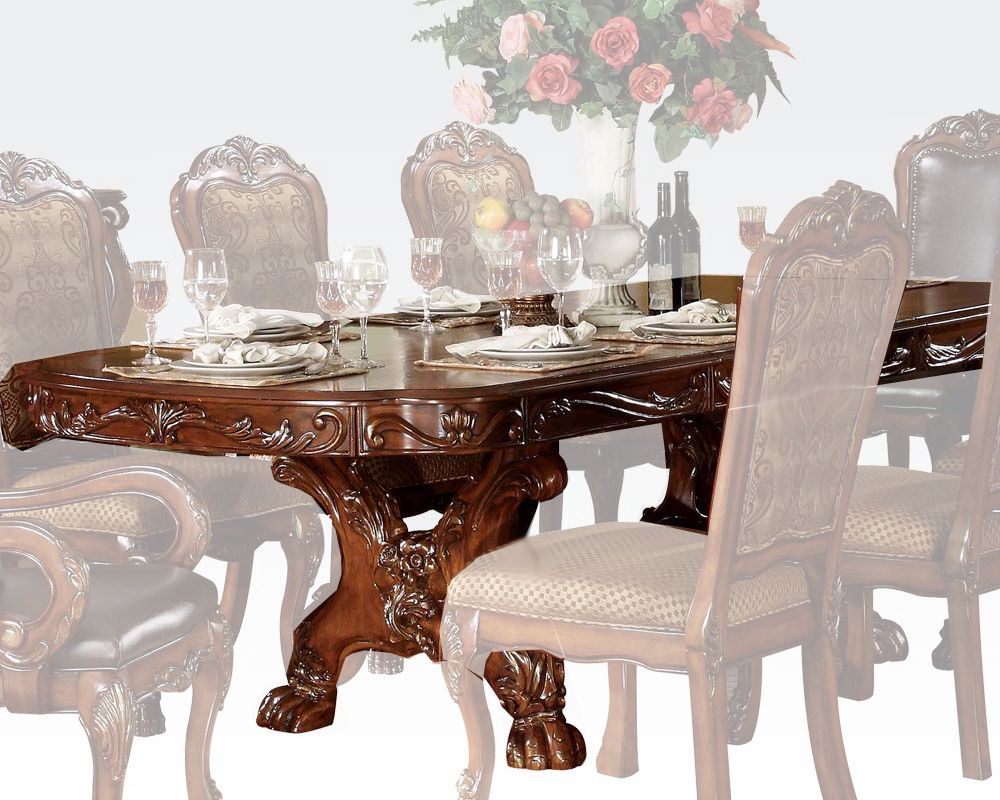 Pedestal Dining Tables Throughout Newest Acme Double Pedestal Dining Table Dresden Cherry Ac (View 7 of 20)
