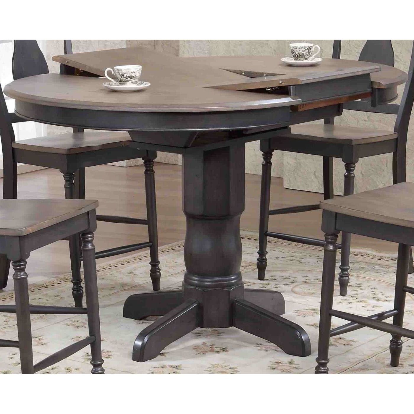Popular Iconic Antiqued Grey & Black Stone 42" Round Counter Inside Darbonne 42'' Dining Tables (View 12 of 20)