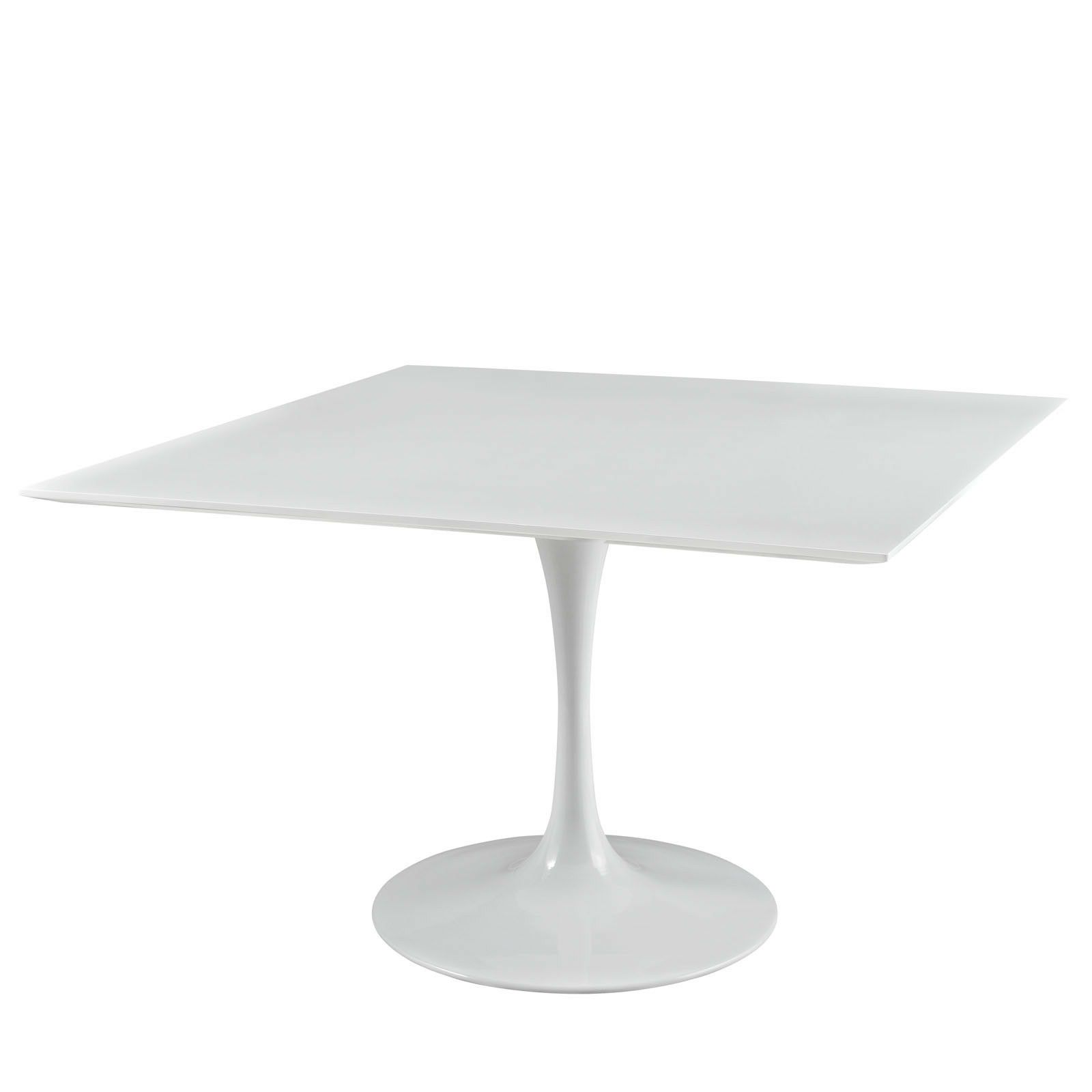 Popular Mid Century Modern 47" Square White Wood Top Metal For Wilkesville 47'' Pedestal Dining Tables (View 6 of 20)