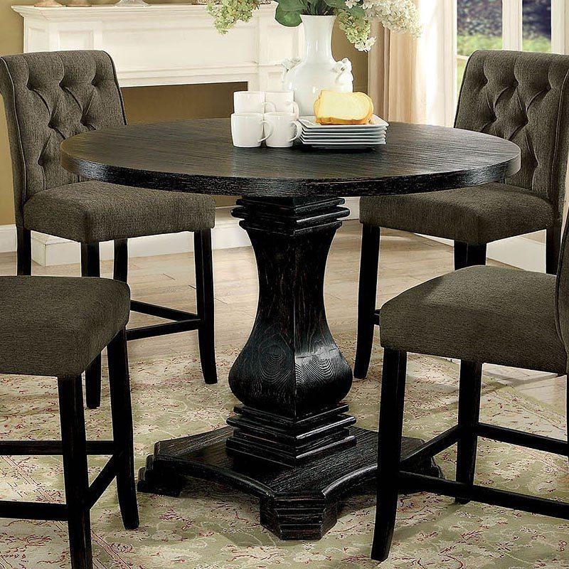 Preferred Bar Height Pedestal Dining Tables For Nerissa Counter Height Table (antique Black) (Gallery 20 of 20)