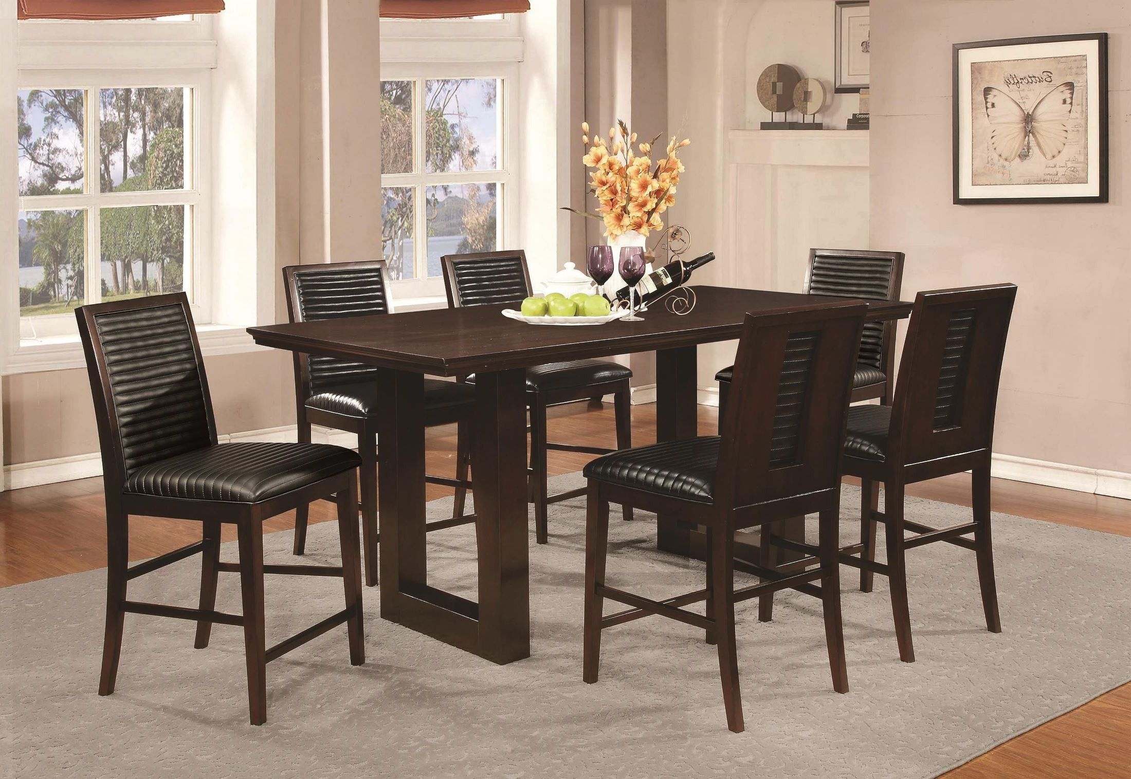 Preferred Counter Height Pedestal Dining Tables Intended For Chester Rectangular Pedestal Counter Height Dining Set (View 15 of 20)