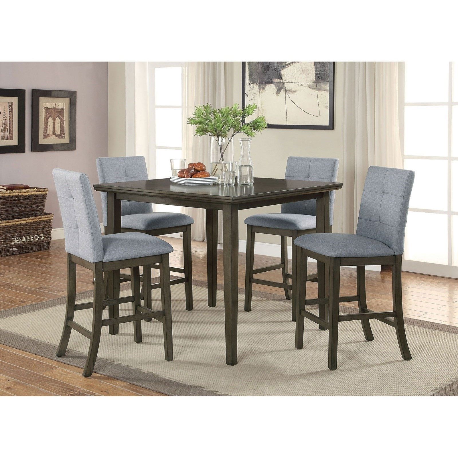 Preferred Furniture Of America Charlene Cm3354gy Pt 5pk 5 Piece Within Counter Height Dining Tables (View 9 of 20)