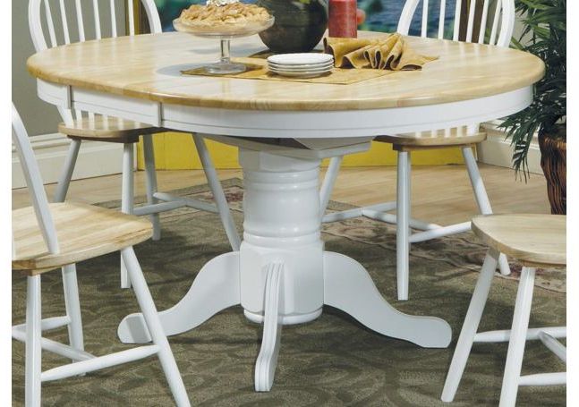 Preferred Kirt Pedestal Dining Tables For Coaster Oval Pedestal Dining Table In White And Natural (Gallery 19 of 20)