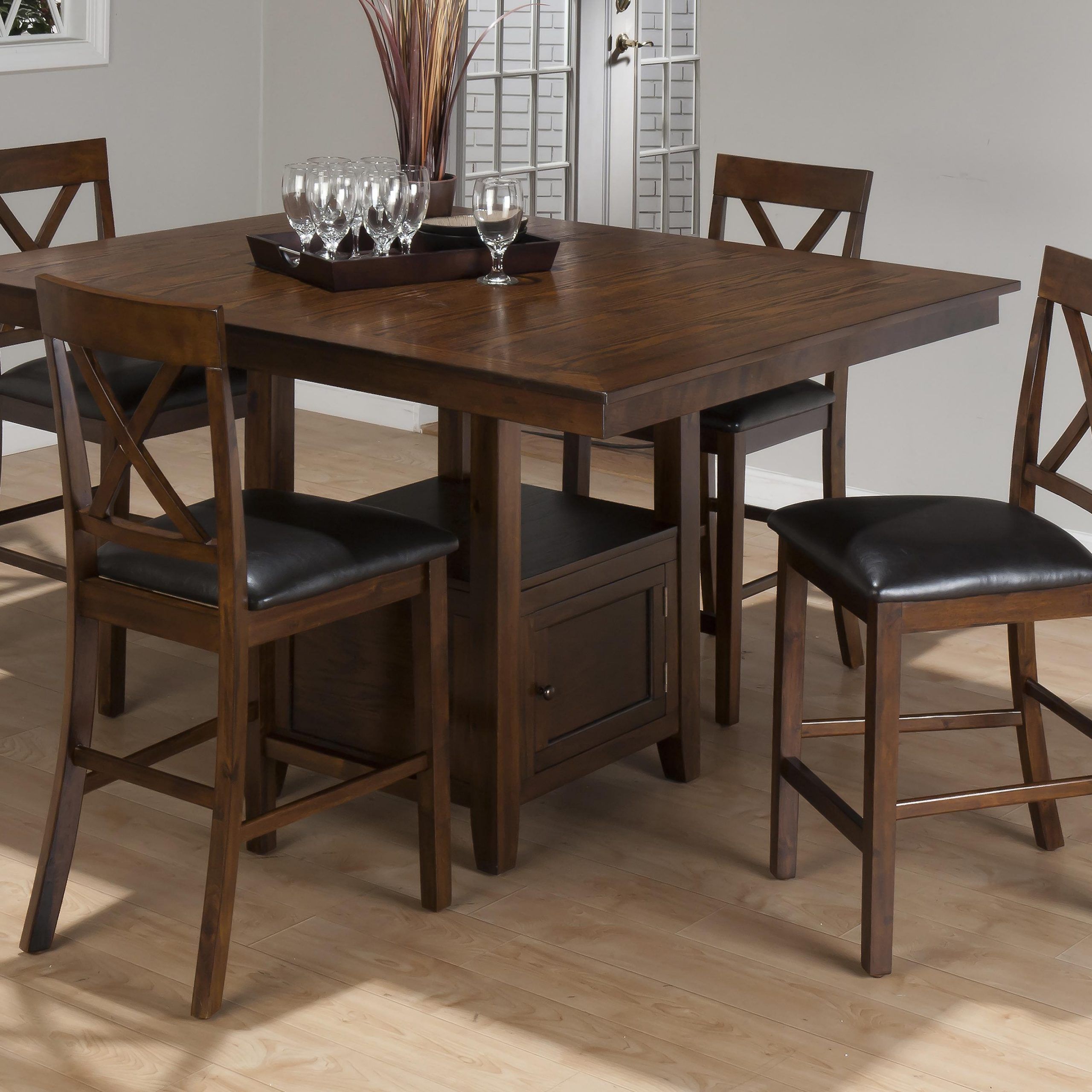 Recent Bushrah Counter Height Pedestal Dining Tables Inside Casual Counter Height Rectangle Table With Storage (View 15 of 20)