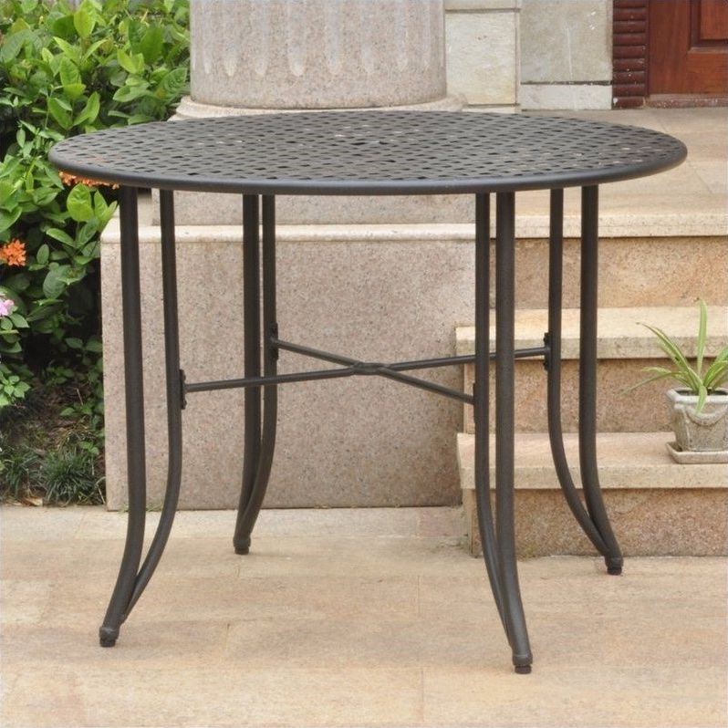 Recent International Caravan Mandalay Iron Patio Dining Table In Within Deonte 38'' Iron Dining Tables (View 7 of 20)