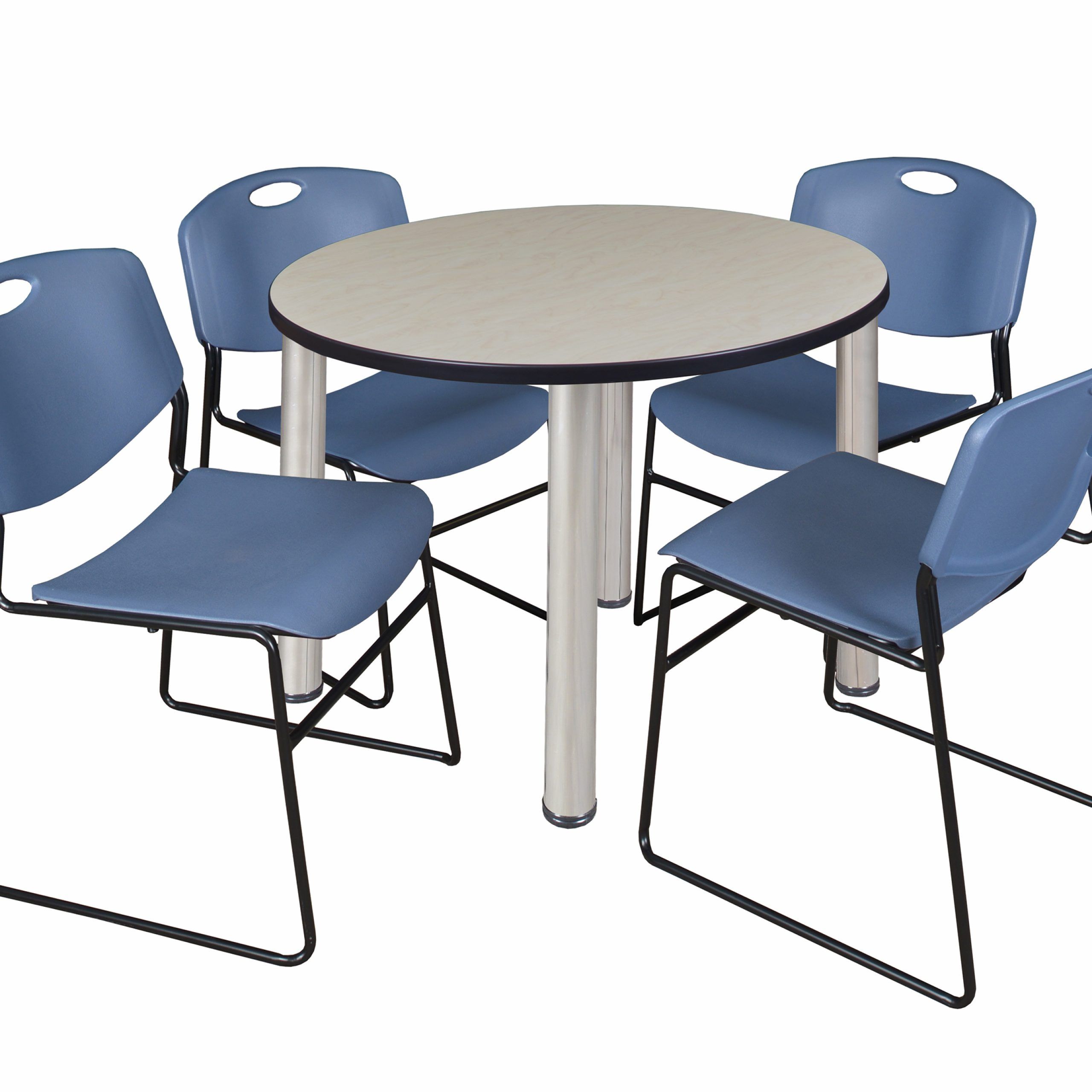 Recent Mode Round Breakroom Tables Intended For Kee 42" Round Breakroom Table  Maple/ Chrome & 4 Zeng (View 6 of 20)