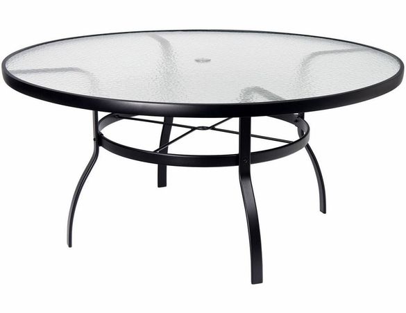 Recent Woodard Aluminum Deluxe Obscure Glass Top Round Table Pertaining To Sapulpa  (View 8 of 20)