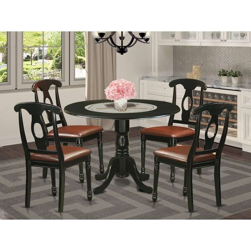 Review ﻿spruill Drop Leaf Solid Wood Dining Set 5 Piece Pertaining To Recent Villani Drop Leaf Rubberwood Solid Wood Pedestal Dining Tables (View 4 of 20)