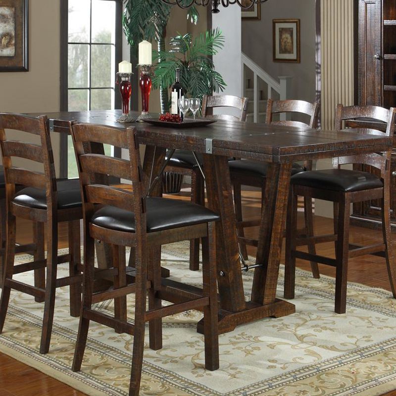 Romriell Bar Height Trestle Dining Tables Pertaining To Most Popular Emerald Home Castlegate 42 In (View 3 of 20)