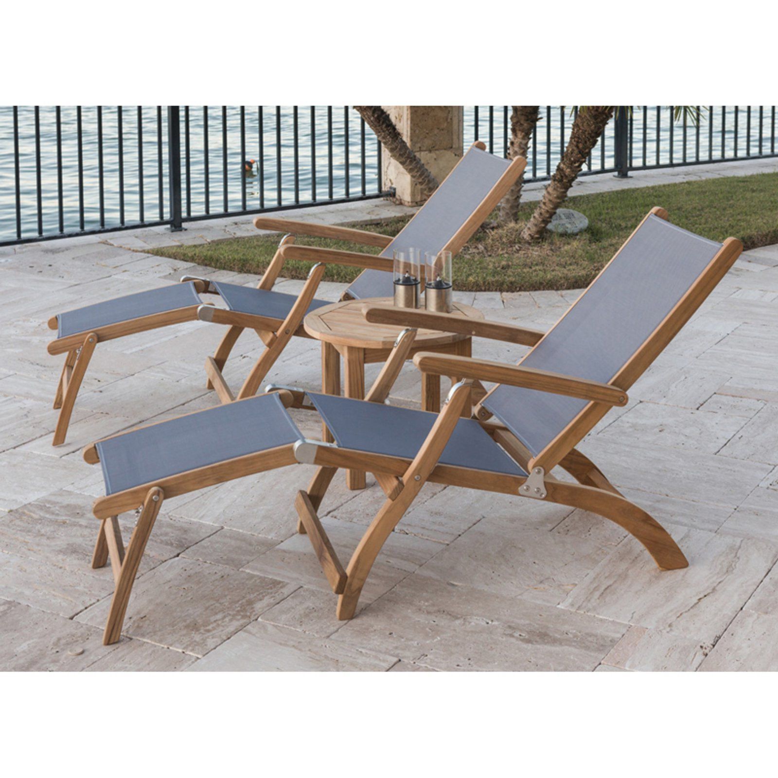 Royal Teak Outdoor 3 Piece Sling Steamer Chaise Loungers With Regard To Fashionable Sapulpa  (View 11 of 20)