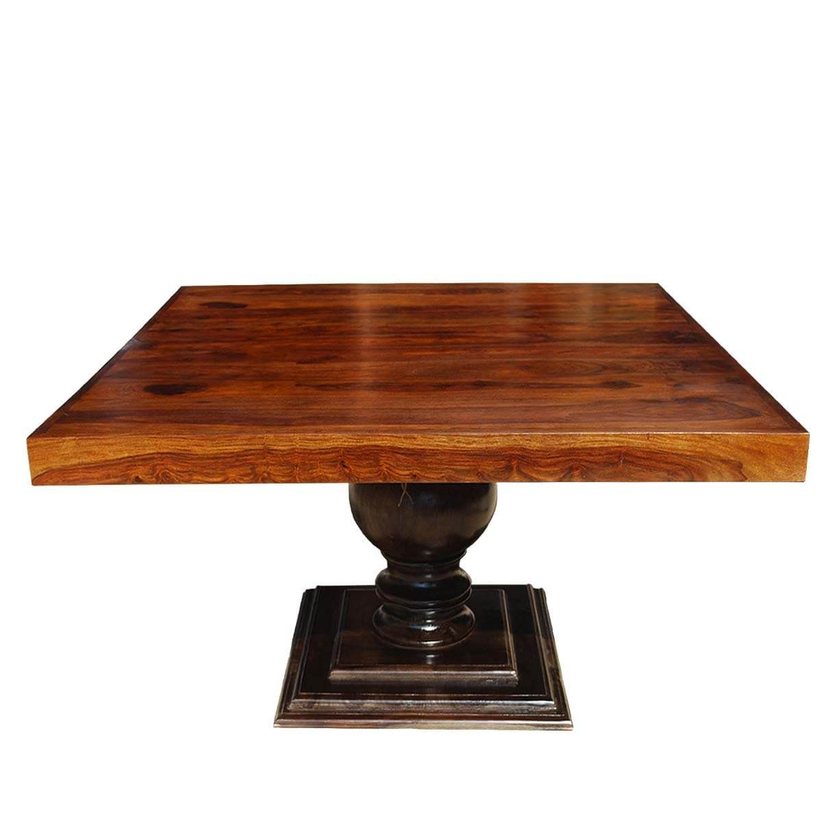 Sevinc Pedestal Dining Tables Throughout Well Liked Minneapolis Rustic Solid Wood Fusion Pedestal Square (View 7 of 20)