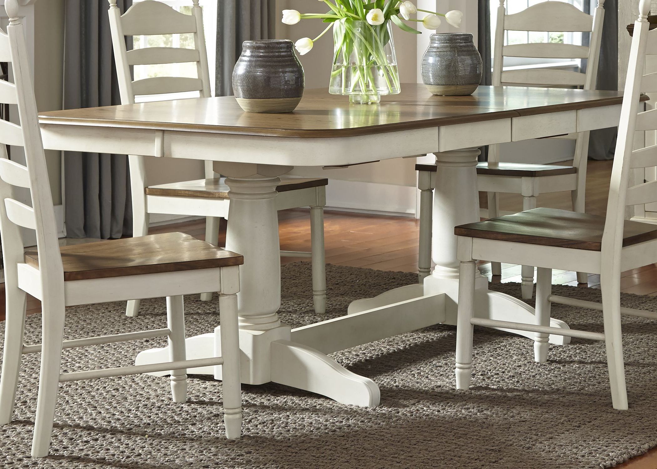 Springfield Honey And Cream Rectangular Extendable Double For Most Up To Date Villani Pedestal Dining Tables (View 1 of 20)