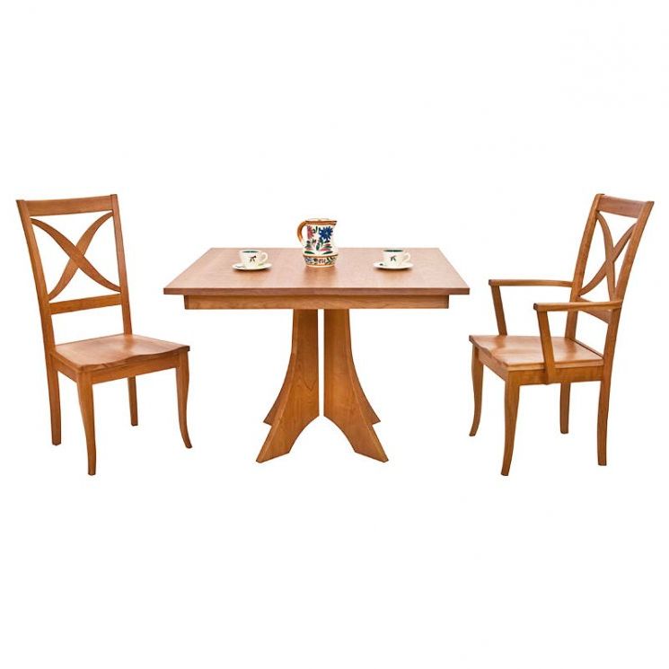 Square Solid Top Dining Table Within Geneve Maple Solid Wood Pedestal Dining Tables (View 3 of 20)