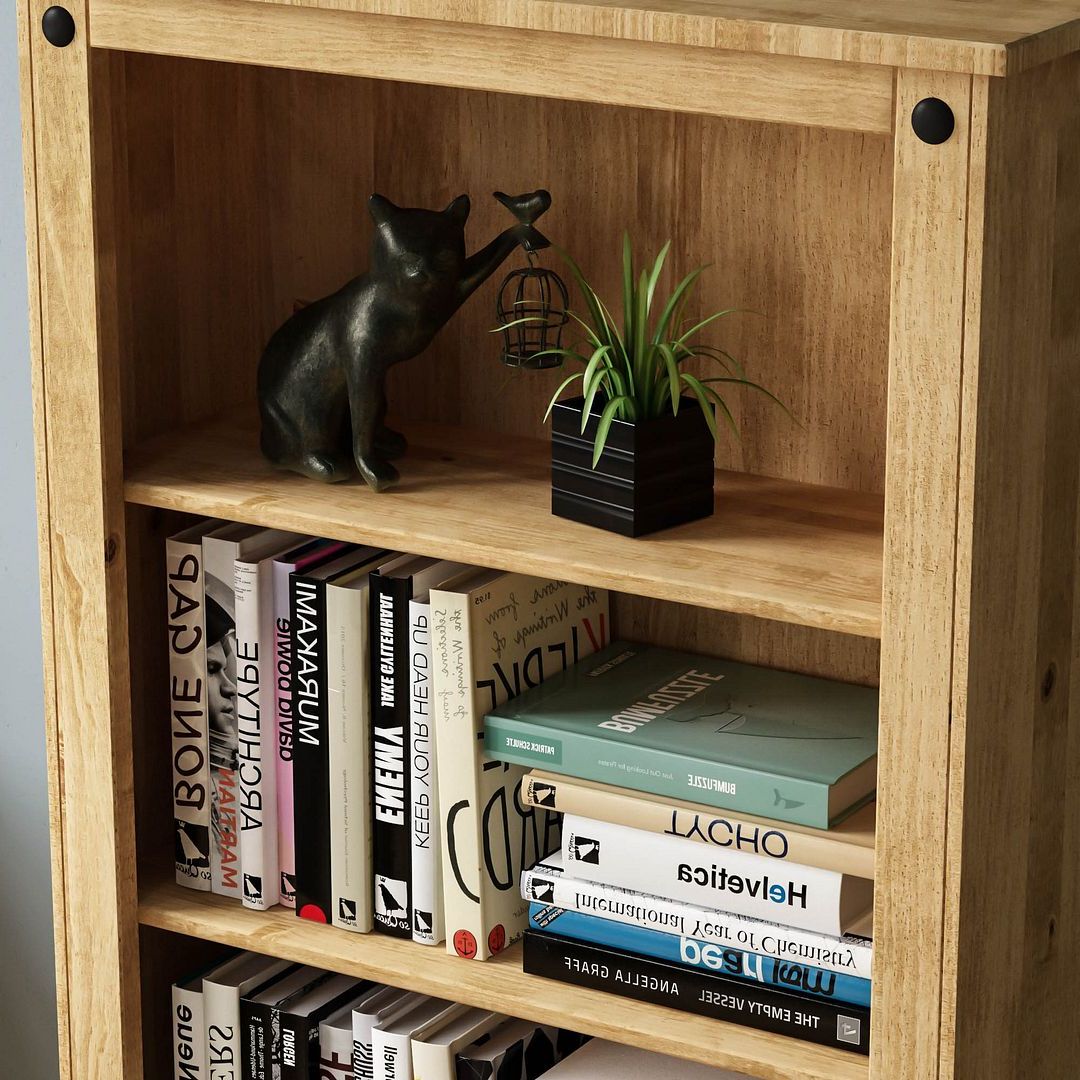 Trendy Corona Panama Bookcase Display Unit Solid Pine Waxed Throughout Nolea  (View 9 of 20)