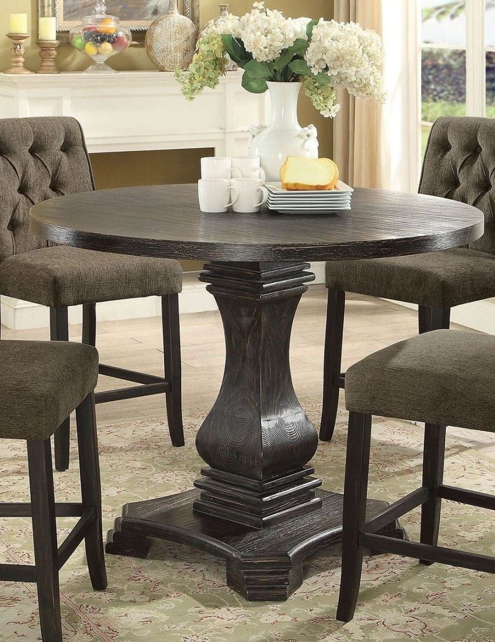 Trendy Counter Height Dining Tables In Nerissa Antique Black Counter Height Dining Table (View 1 of 20)
