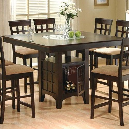 Well Known Andrelle Bar Height Pedestal Dining Tables In Counter Height Dining Table With Storage Pedestal Base (View 8 of 20)