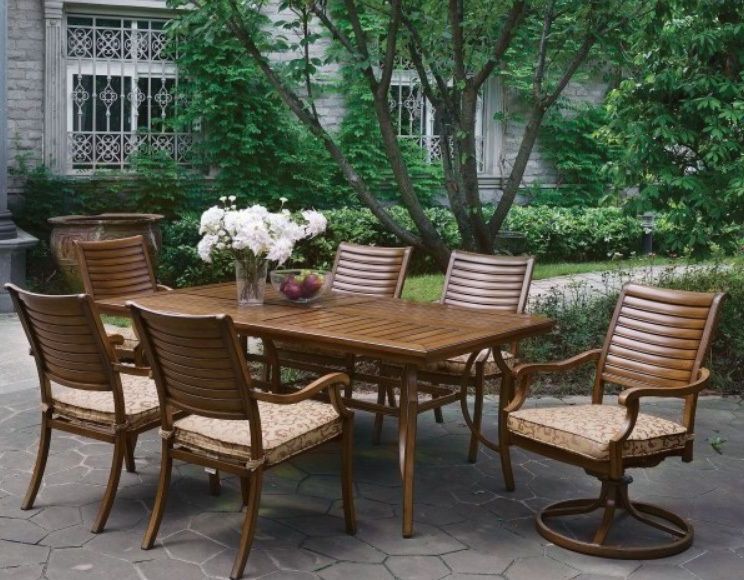 Well Known Desiree 47.2'' Pedestal Dining Tables Intended For Desiree Brown Patio Rectangular Outdoor Dining Table Set (Gallery 17 of 20)