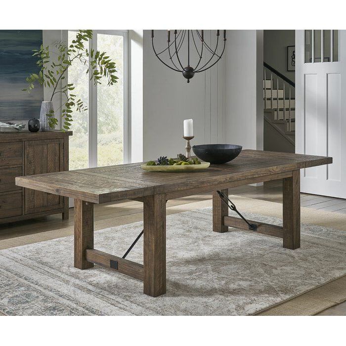 Well Known Gracie Oaks Bismack Extendable Pine Solid Wood Dining Pertaining To Montauk 35.5'' Pine Solid Wood Dining Tables (Gallery 1 of 20)