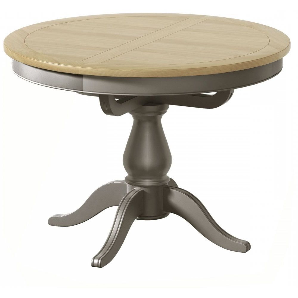 Well Known Harmony Single Pedestal Extending Dining Table Pewter Within 28'' Pedestal Dining Tables (View 2 of 20)