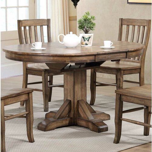 Well Known Kohut 47'' Pedestal Dining Tables Within Rutledge Pedestal Extendable Solid Wood Dining Table (View 17 of 20)
