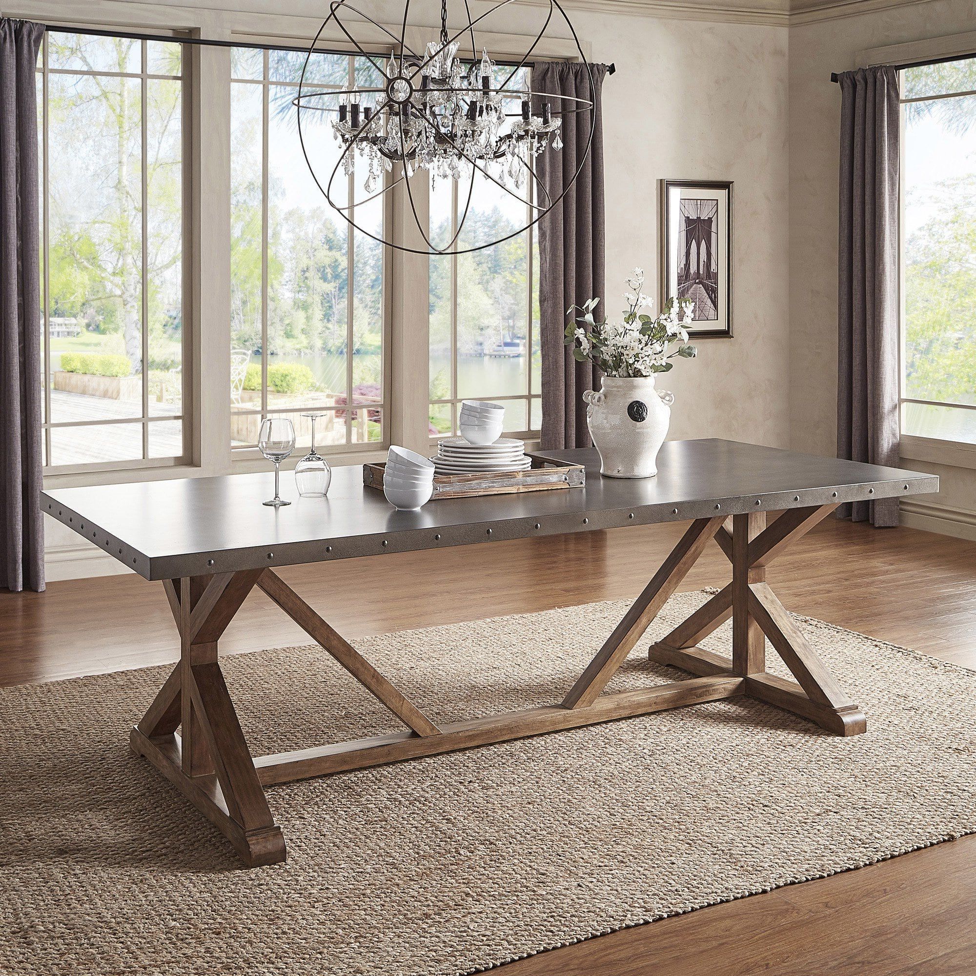 Well Known Rhiannon Poplar Solid Wood Dining Tables With Regard To Albee Rectangular Stainless Steel Top Dining Table With (Gallery 6 of 20)