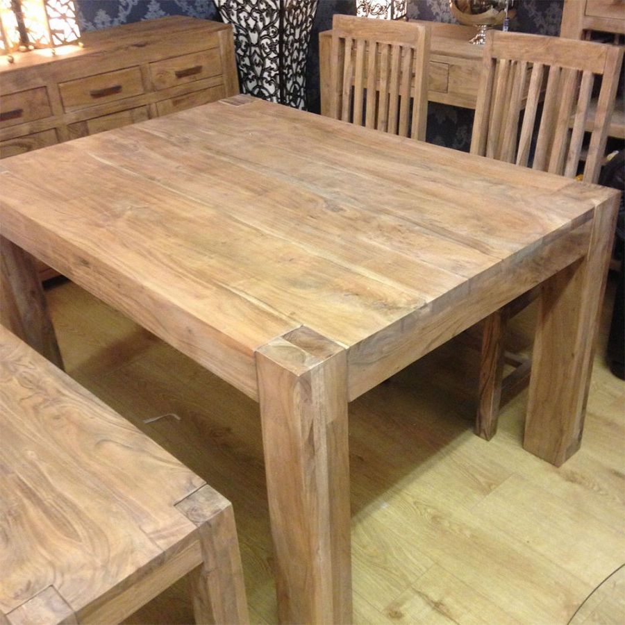 Well Known Solid Acacia Wood Rustic Dining Table Inside Folcroft Acacia Solid Wood Dining Tables (View 10 of 20)