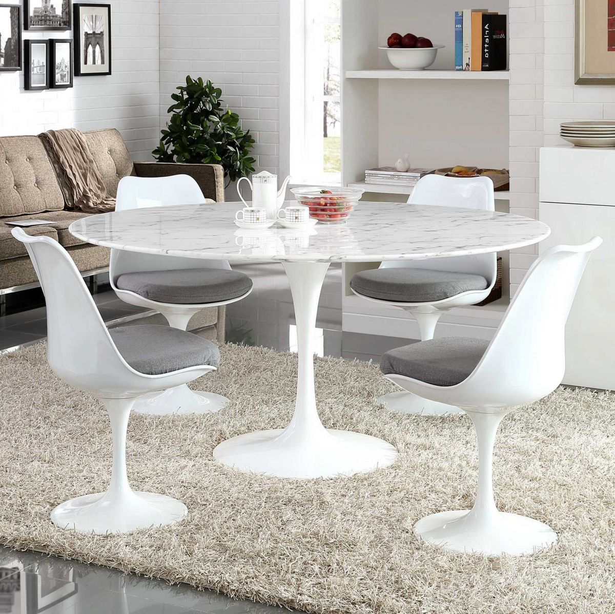 Well Liked Genao 35'' Dining Tables Inside Haas 60" Faux Marble Dining Table (View 10 of 20)