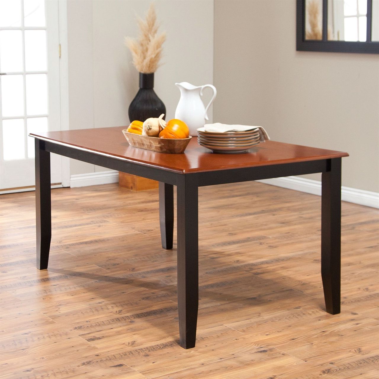 Well Liked Nazan 46'' Dining Tables For Solid Hardwood Two Tone Cherry/black Dining Table – Seats (View 11 of 20)