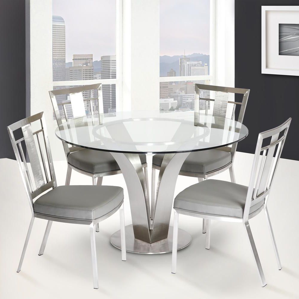 Widely Used Cleo Contemporary Dining Table In Stainless Steel With Inside Collis Round Glass Breakroom Tables (Gallery 17 of 20)