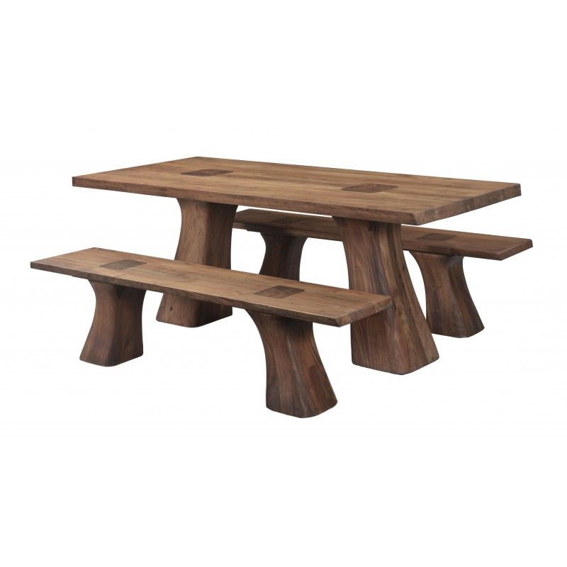 Widely Used Folcroft Acacia Solid Wood Dining Tables Inside Contemporary Solid Acacia Wood Dining Table Set – Matte (View 14 of 20)