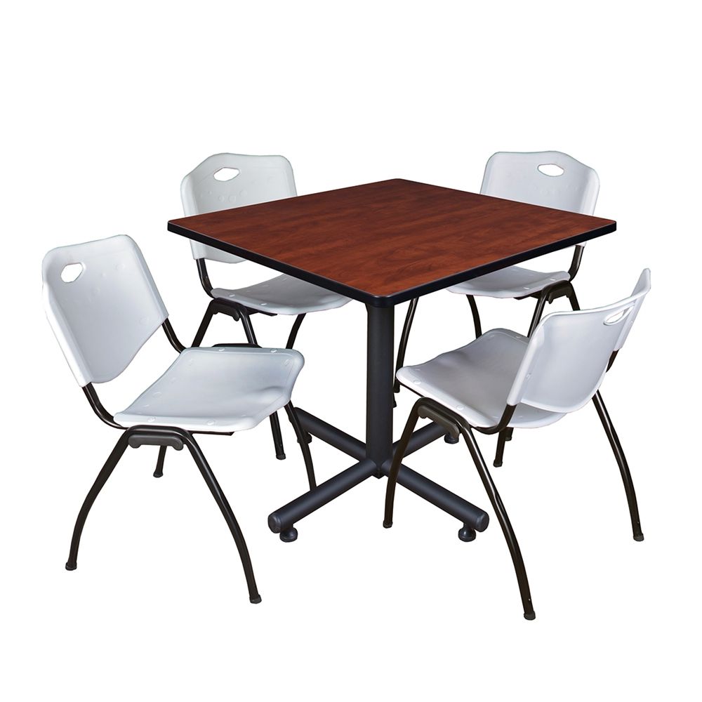 Widely Used Mode Square Breakroom Tables Inside Kobe 36" Square Breakroom Table  Cherry & 4 'm' Stack (View 7 of 20)