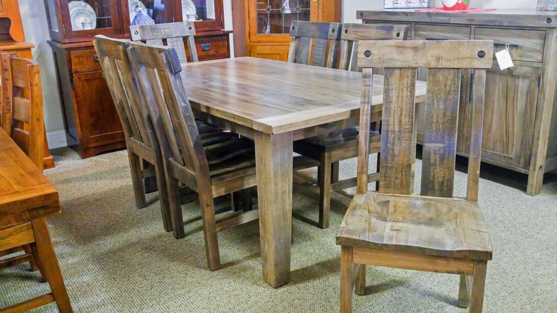 Wormy Maple Tahoe Table Set With Hartwick Chairs – Lloyd's With Regard To Best And Newest Drake Maple Solid Wood Dining Tables (View 7 of 20)