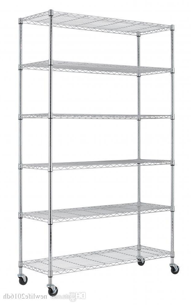 2019 Chrome 82x48x18 6 Tier Layer Shelf Adjustable Wire With Regard To Rolling Tv Stands With Wheels With Adjustable Metal Shelf (Gallery 18 of 20)