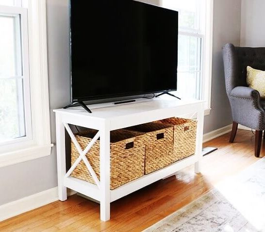 21 Affordable Diy Tv Stand Ideas You Can Build In A Weekend In Farmhouse Tv Stands For 75" Flat Screen With Console Table Storage Cabinet (Gallery 10 of 20)