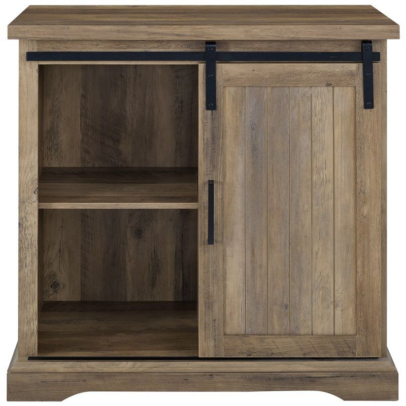 32" Modern Farmhouse Grooved Door Accent Tv Stand – Rustic For Grooved Door Corner Tv Stands (Gallery 20 of 20)