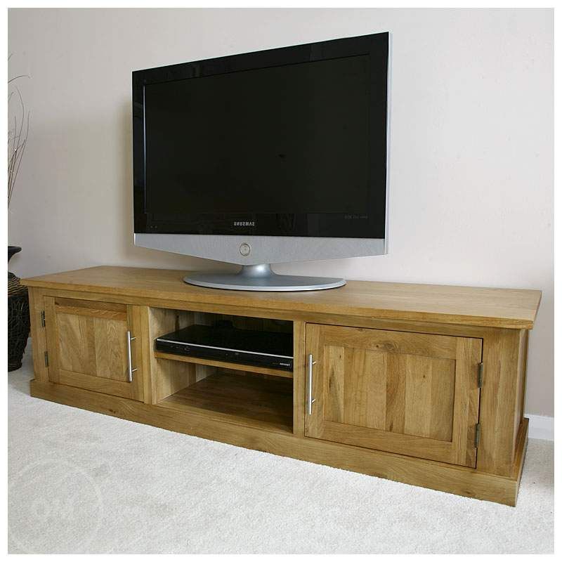 50% Off Solid Oak Tv Cabinet Stand With Doors | Wide Unit Intended For Dillon Oak Extra Wide Tv Stands (View 7 of 20)
