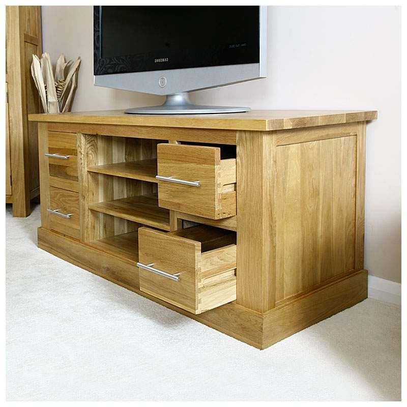 50% Off Solid Oak Tv Cabinet Stand With Drawers | Wide Pertaining To Carbon Tv Unit Stands (Gallery 12 of 20)