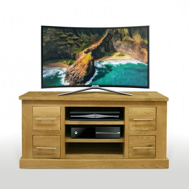 50% Off Solid Oak Tv Cabinet Stand With Drawers | Wide Throughout Carbon Extra Wide Tv Unit Stands (View 17 of 20)