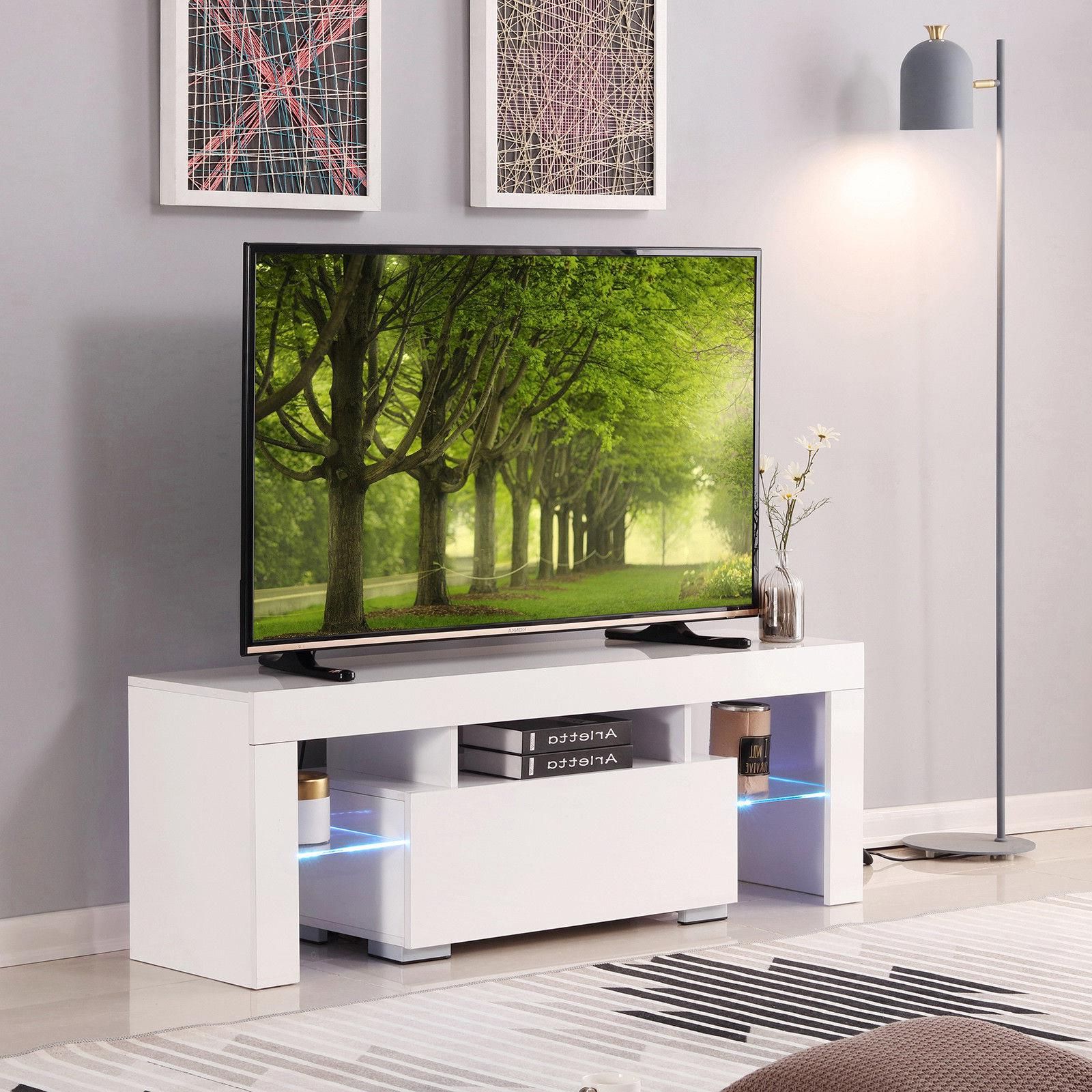 Featured Photo of  Best 20+ of 47" Tv Stands High Gloss Tv Cabinet with 2 Drawers