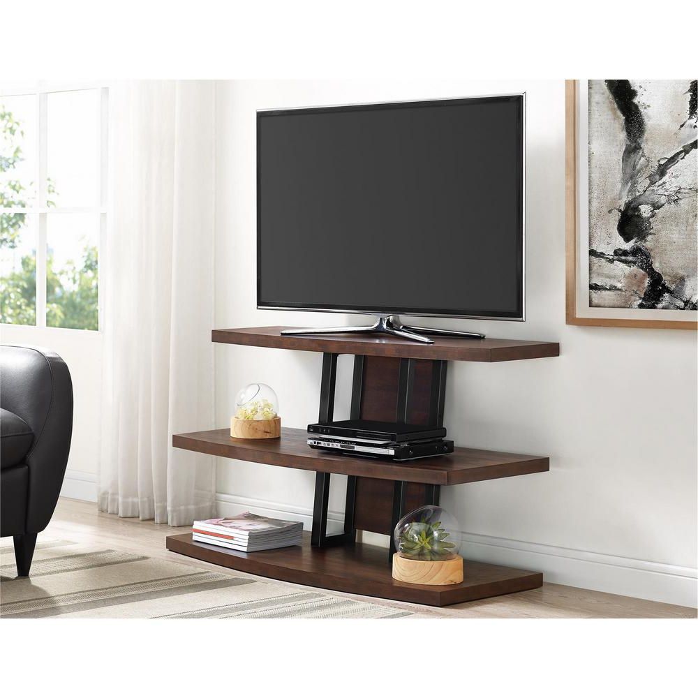55 In. Castling Espresso And Black Tv Stand 1800096com Within Edgeware Black Tv Stands (Gallery 11 of 20)