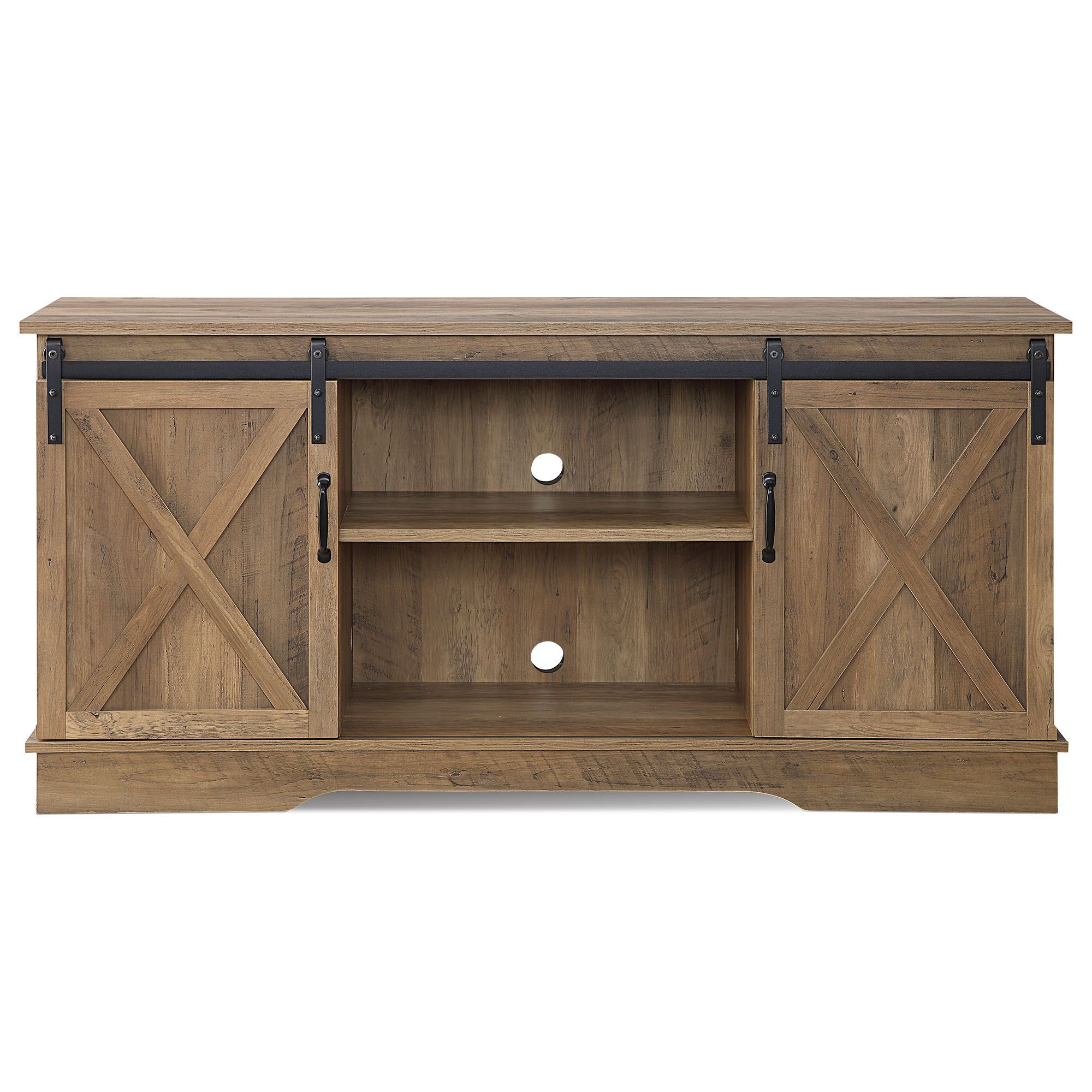 58"farmhouse Tv Stand W/sliding Door Console Table For Tvs Regarding Modern Sliding Door Tv Stands (View 10 of 20)