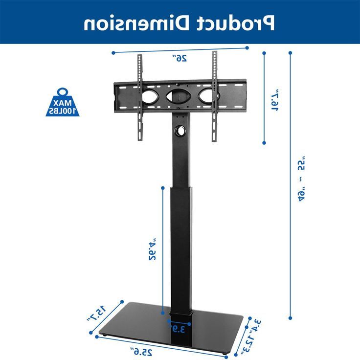 5rcom Universal Floor Tv Stand Base Swivel Mount For Tvs For Rfiver Universal Floor Tv Stands Base Swivel Mount With Height Adjustable Cable Management (View 7 of 20)