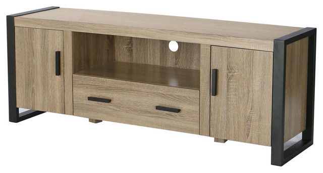 60" Ash Gray Wood Tv Stand Console, Driftwood – Industrial Pertaining To Techni Mobili 53&quot; Driftwood Tv Stands In Grey (Gallery 9 of 20)