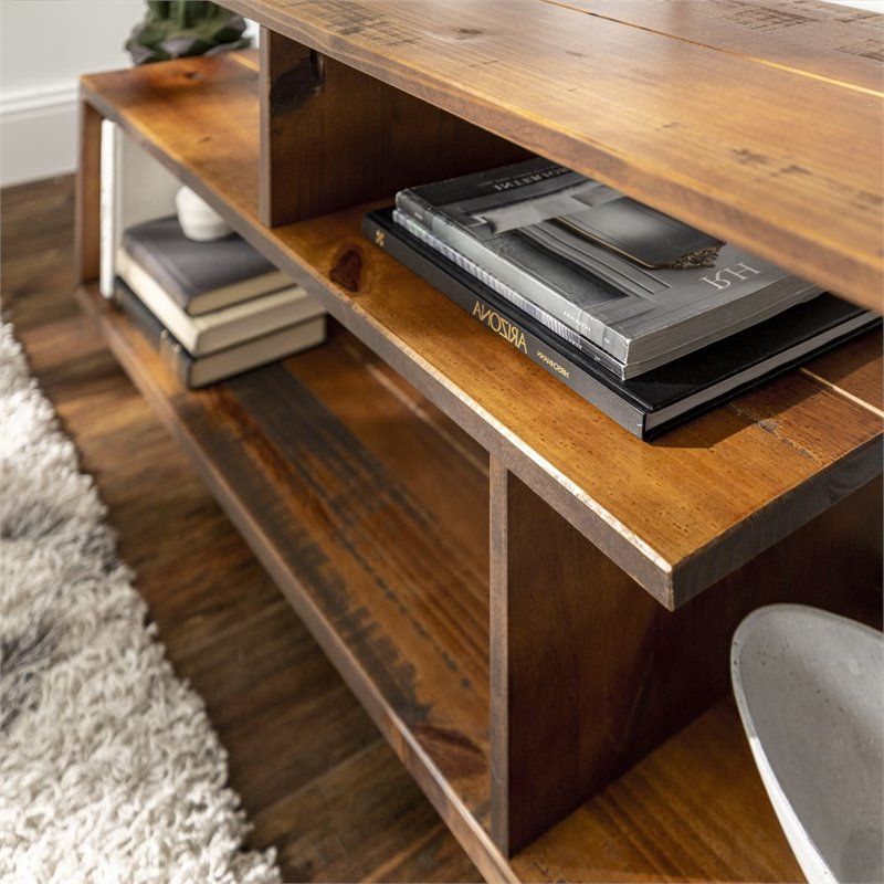60 Inch Rustic Solid Wood Asymmetrical Tv Stand Console In Throughout Hal Tv Stands For Tvs Up To 60&quot; (Gallery 20 of 20)