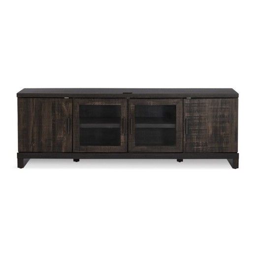 65" Tv Stand Weathered Pine – Threshold™ (with Images Throughout Whalen Shelf Tv Stands With Floater Mount In Weathered Dark Pine Finish (View 17 of 20)